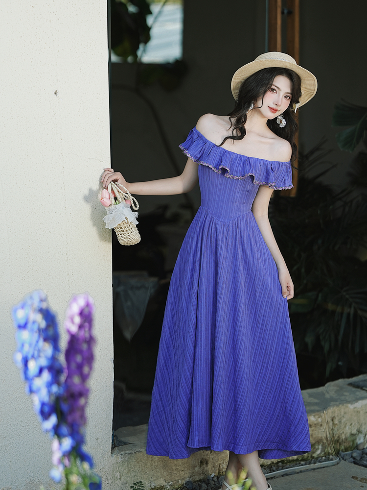 Blueberry Girl French Countryside Ruffled Long Dress for Summer Vacation - Image 3