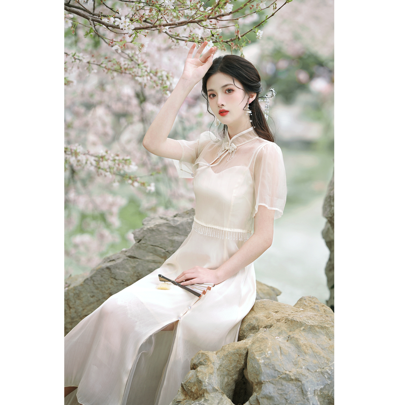 New Chinese Style Modified Qipao Cami Dress Two-Piece Set for Young Women - Image 3