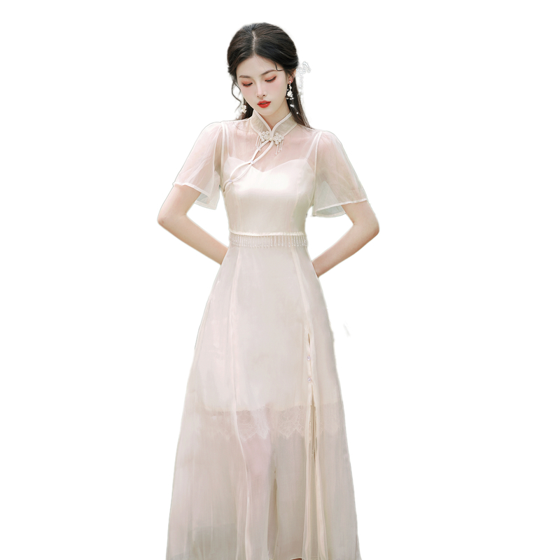 New Chinese Style Modified Qipao Cami Dress Two-Piece Set for Young Women - Image 5