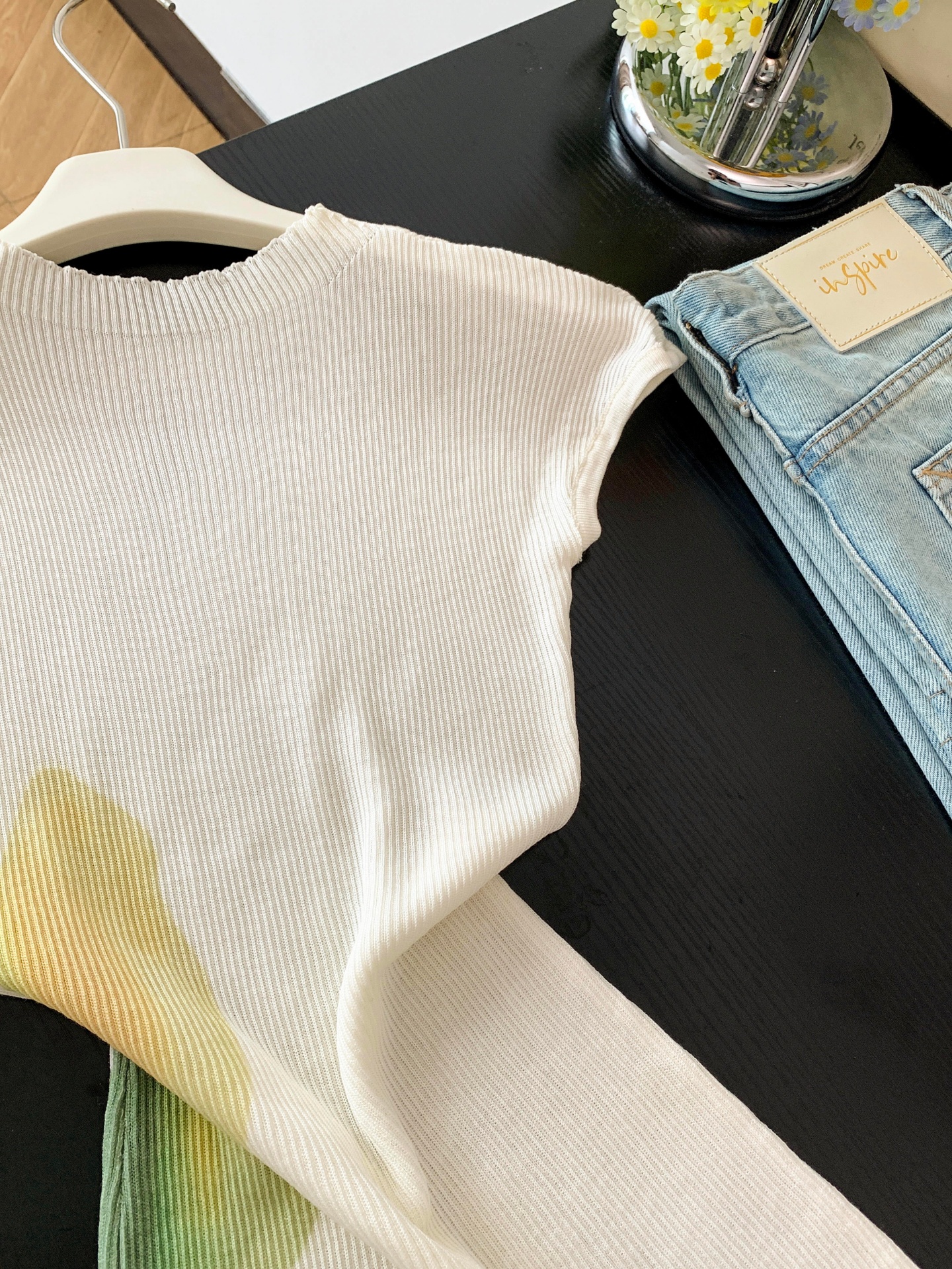 Sunflower Print Knit Top for Women Summer Sexy Slim Fit Round Neck Cap Sleeve - Image 2