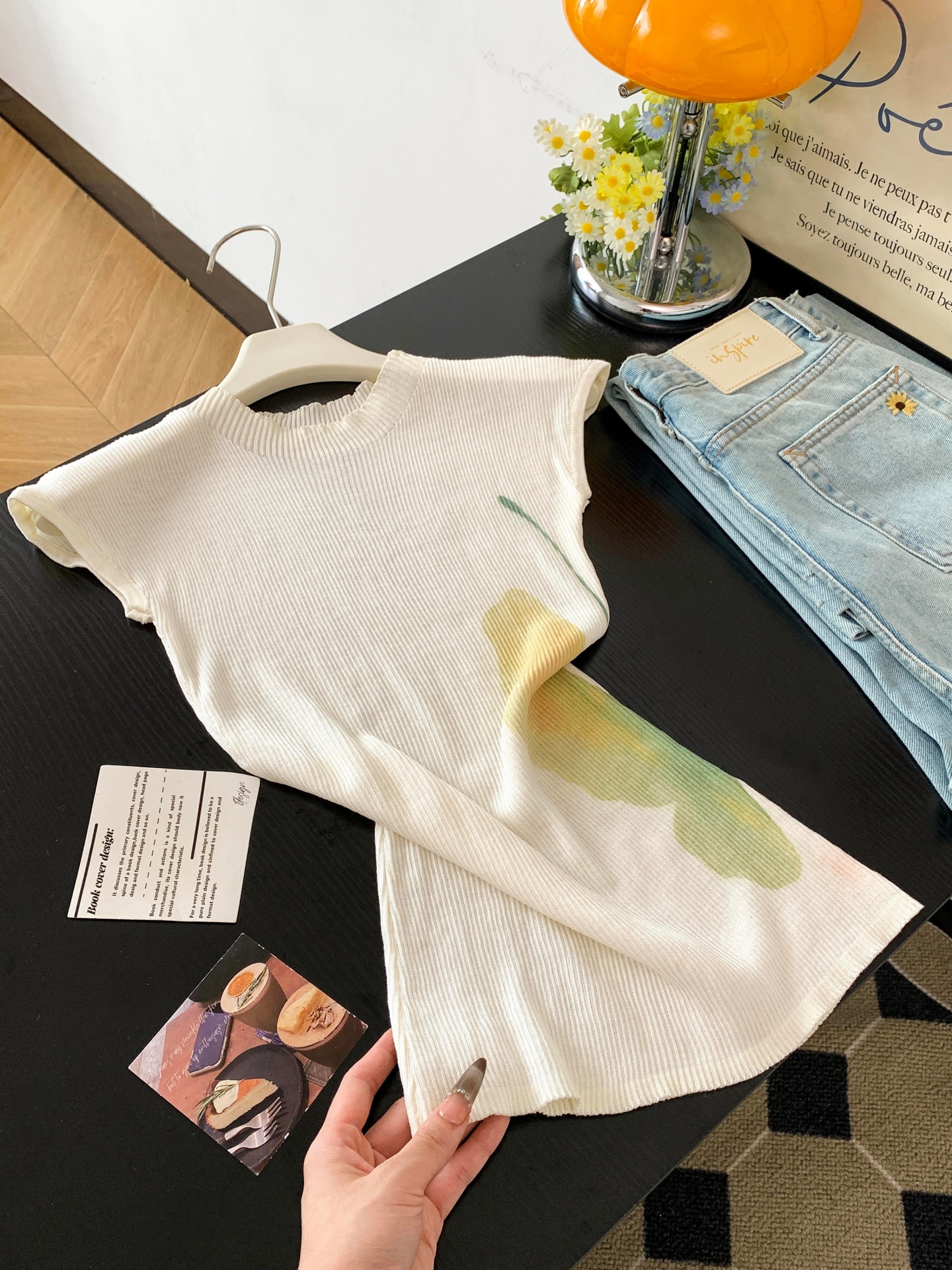 Sunflower Print Knit Top for Women Summer Sexy Slim Fit Round Neck Cap Sleeve - Image 4